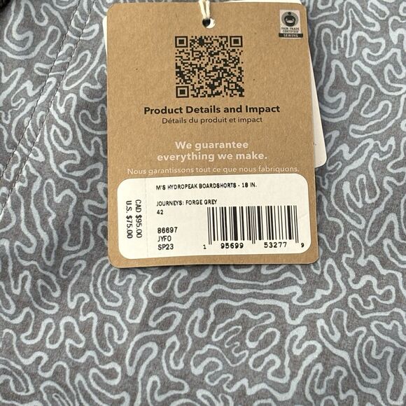 Patagonia Men's - Hydropeak Boardshorts 18" Swim Trunk Forge Grey Print Size 42 - Picture 3 of 7
